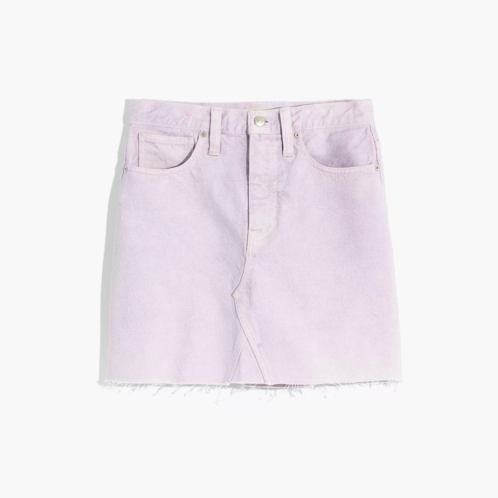 Madewell Rigid Denim A-Line Mini Skirt in Marble Lilac 26